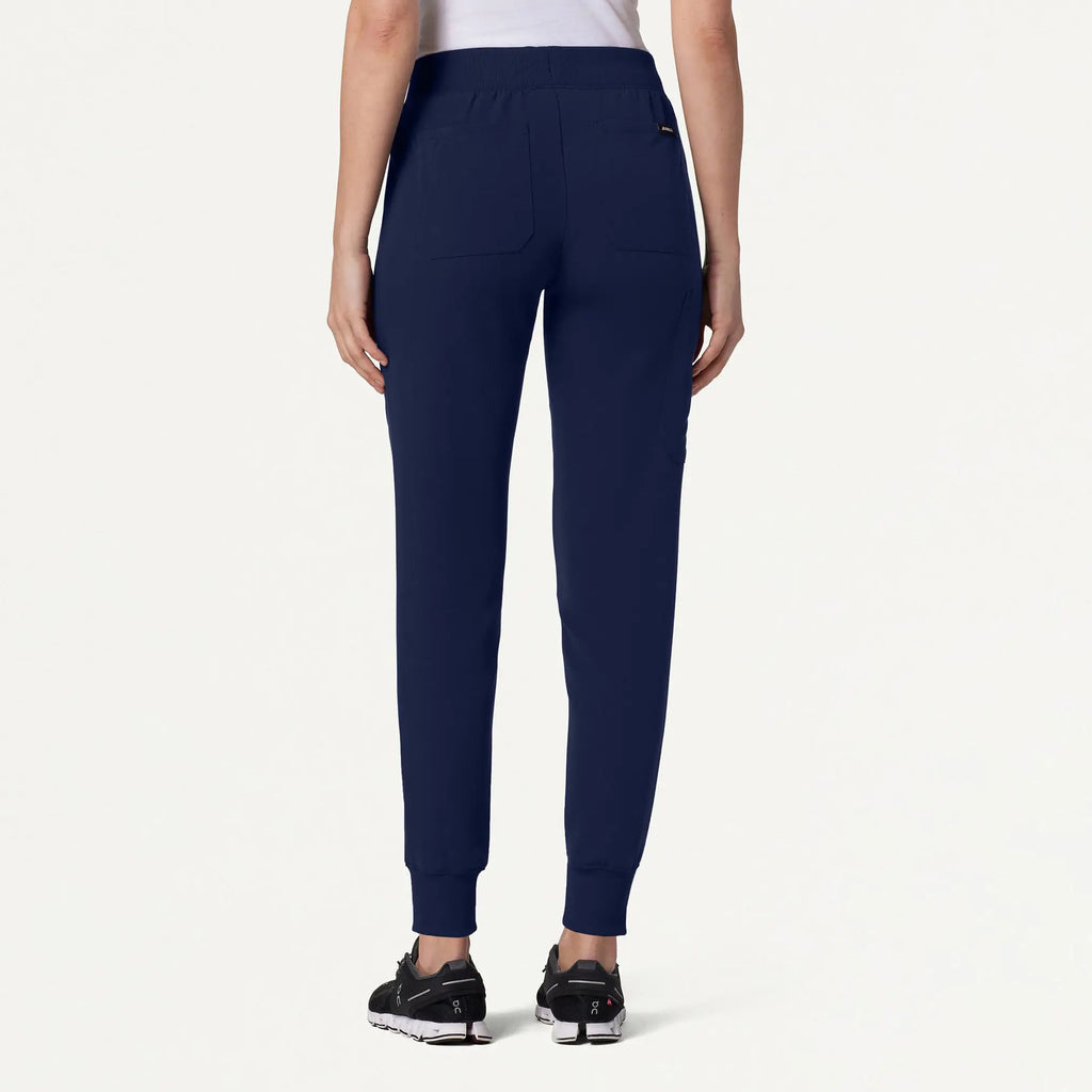 Jaanuu Scrubs Women's Silex Slim Knit-Waist Scrub Jogger Midnight Navy | scrub-supply.com