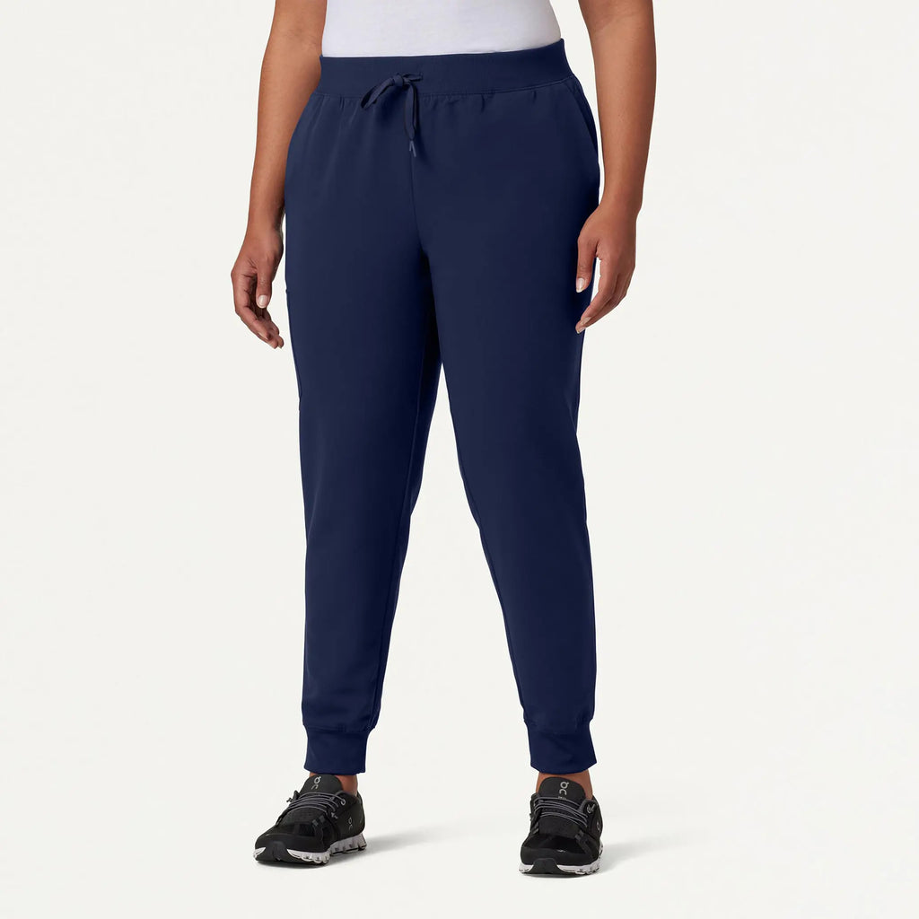 Jaanuu Scrubs Women's Silex Slim Knit-Waist Scrub Jogger Midnight Navy | scrub-supply.com