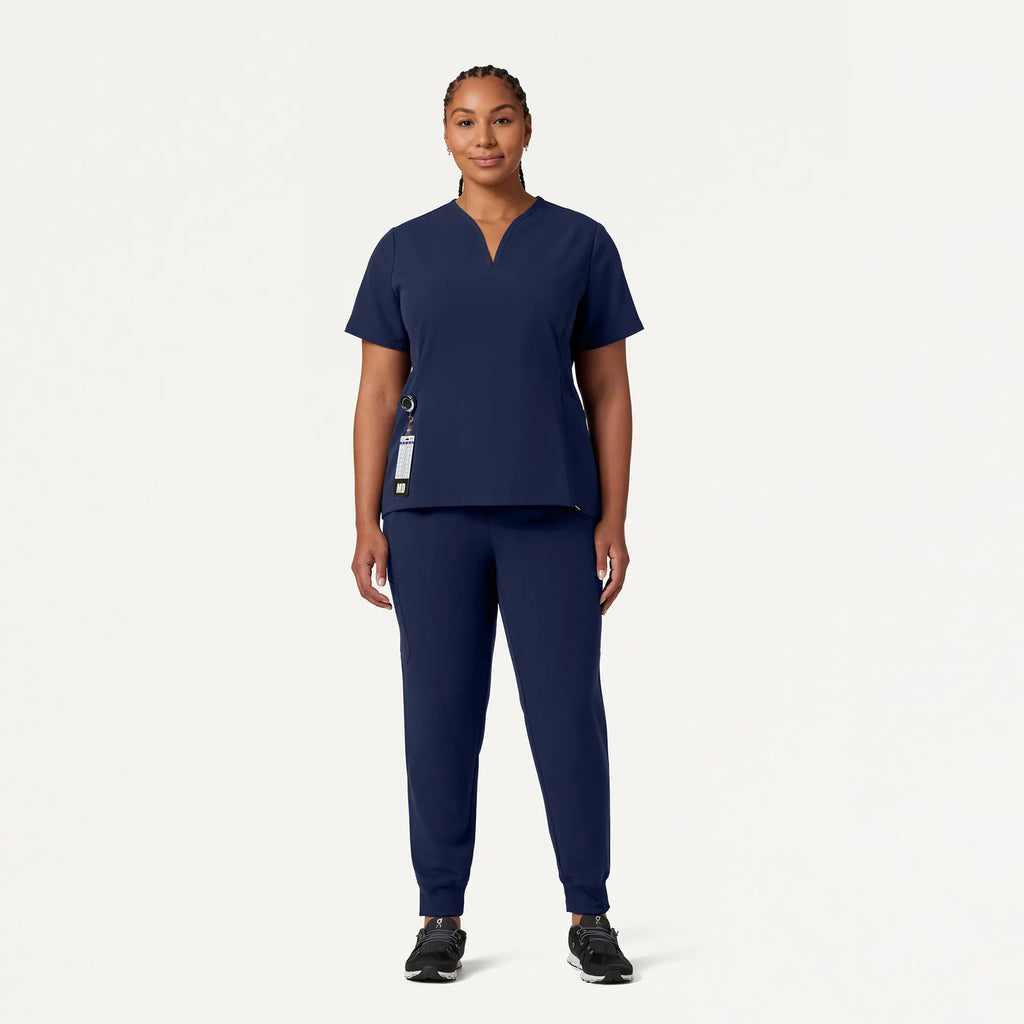 Jaanuu Scrubs Women's Silex Slim Knit-Waist Scrub Jogger Midnight Navy | scrub-supply.com