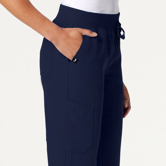 Jaanuu Scrubs Women's Silex Slim Knit-Waist Scrub Jogger Midnight Navy | scrub-supply.com
