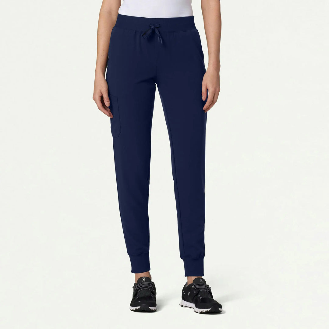 Jaanuu Scrubs Women's Silex Slim Knit-Waist Scrub Jogger Midnight Navy | scrub-supply.com