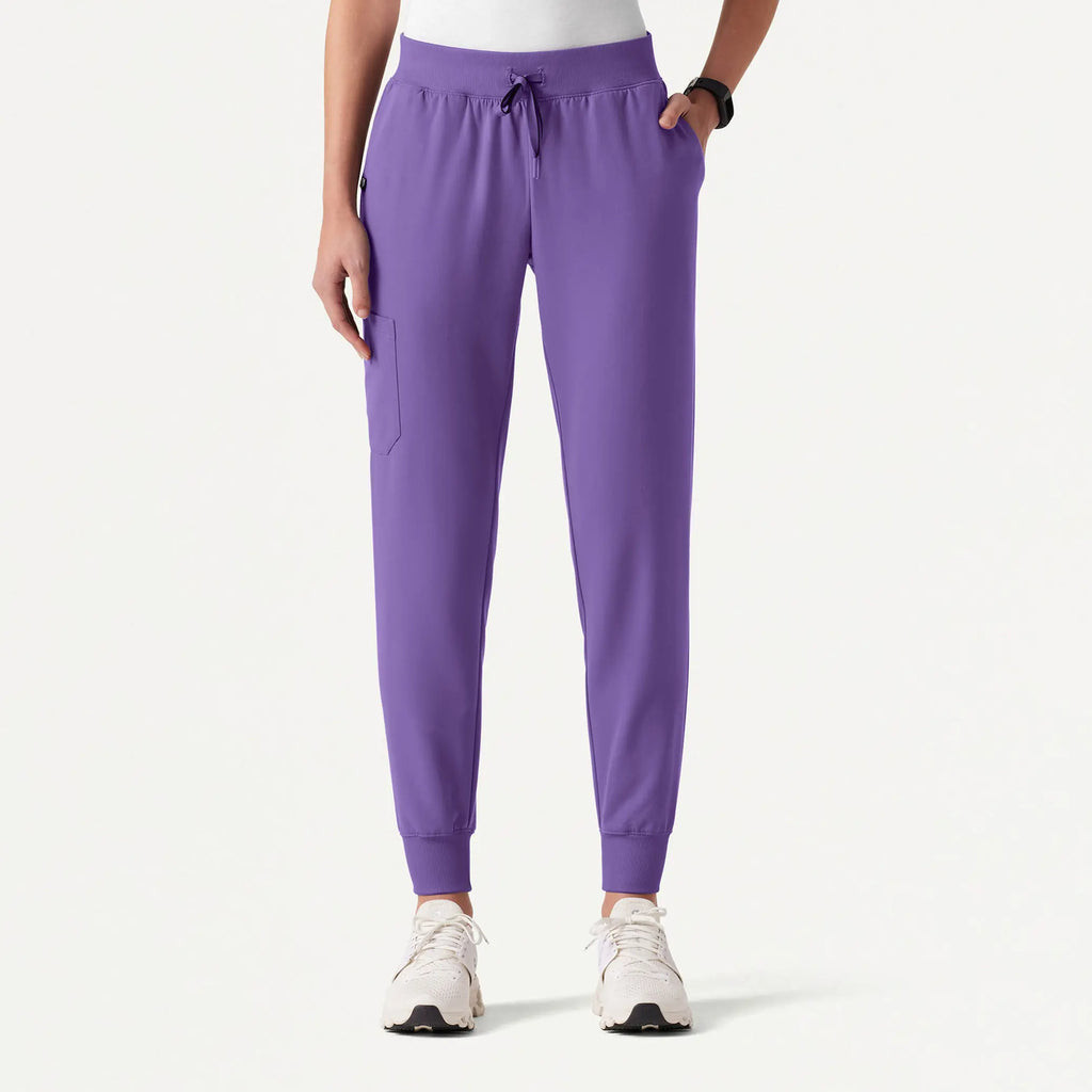 Jaanuu Scrubs Women's Silex Slim Knit-Waist Scrub Jogger Violet | scrub-supply.com