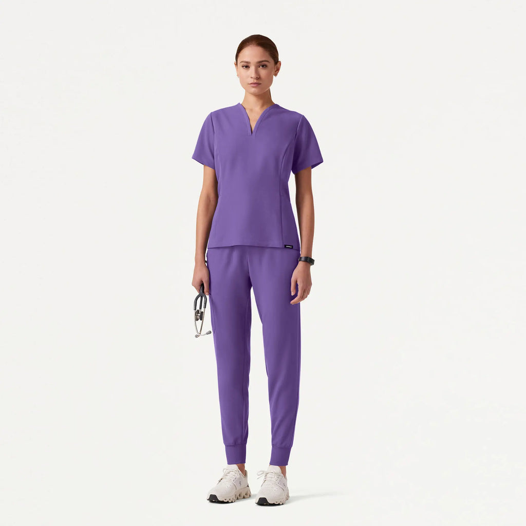 Jaanuu Scrubs Women's Silex Slim Knit-Waist Scrub Jogger Violet | scrub-supply.com