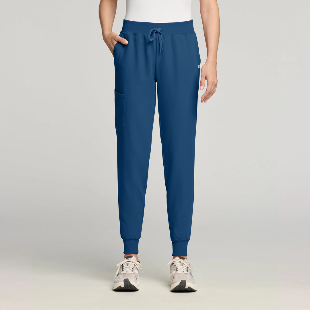 Jaanuu Scrubs Women's Silex Slim Knit-Waist Scrub Jogger Ocean | scrub-supply.com