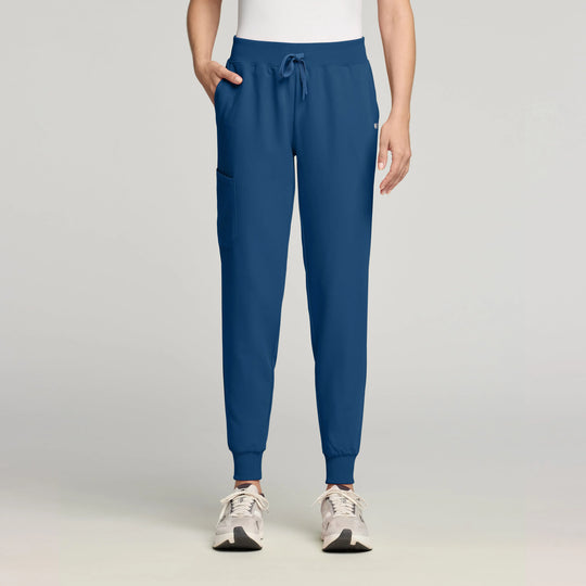 Jaanuu Scrubs Women's Silex Slim Knit-Waist Scrub Jogger Ocean | scrub-supply.com
