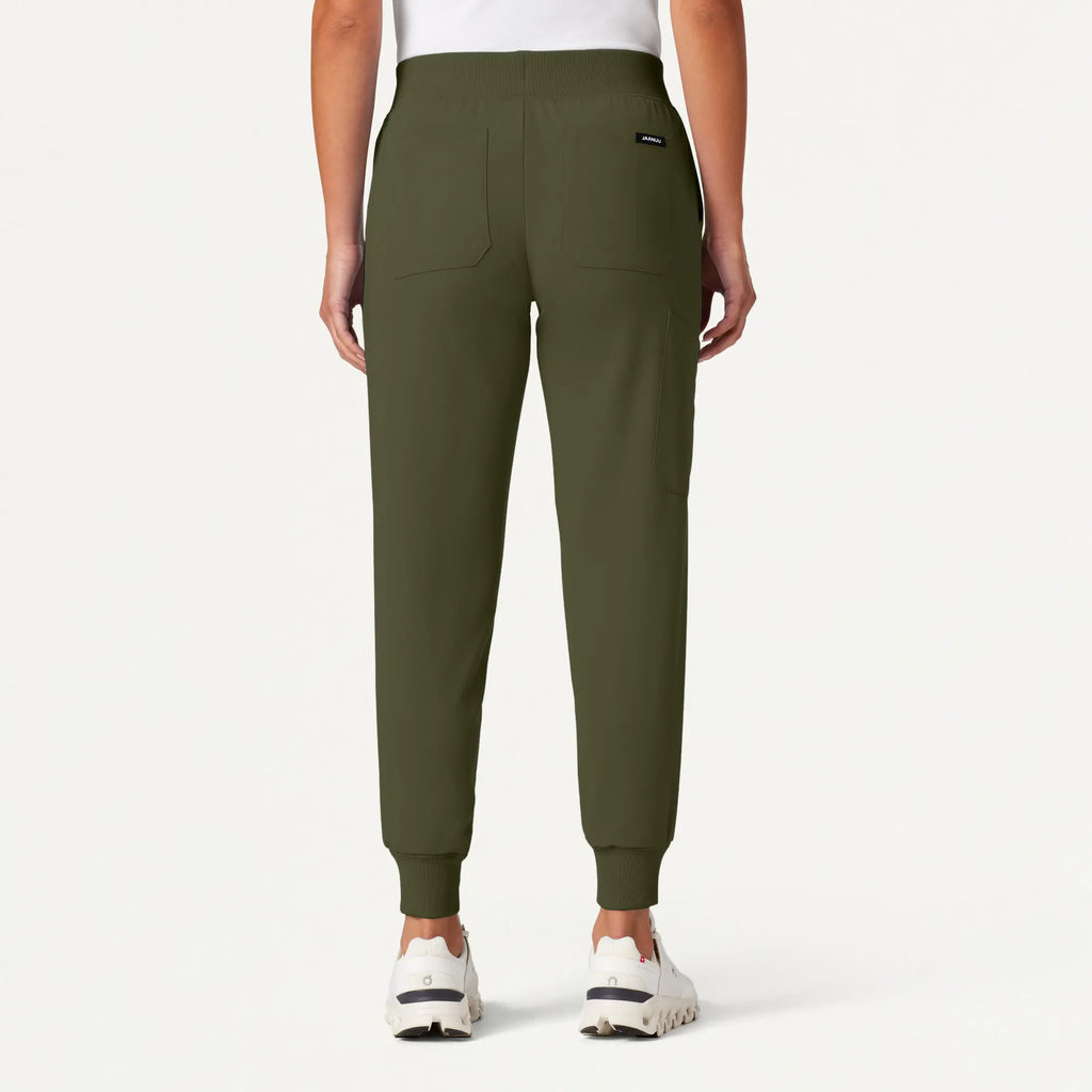 Jaanuu Scrubs Women's Silex Slim Knit-Waist Scrub Jogger Olive | scrub-supply.com