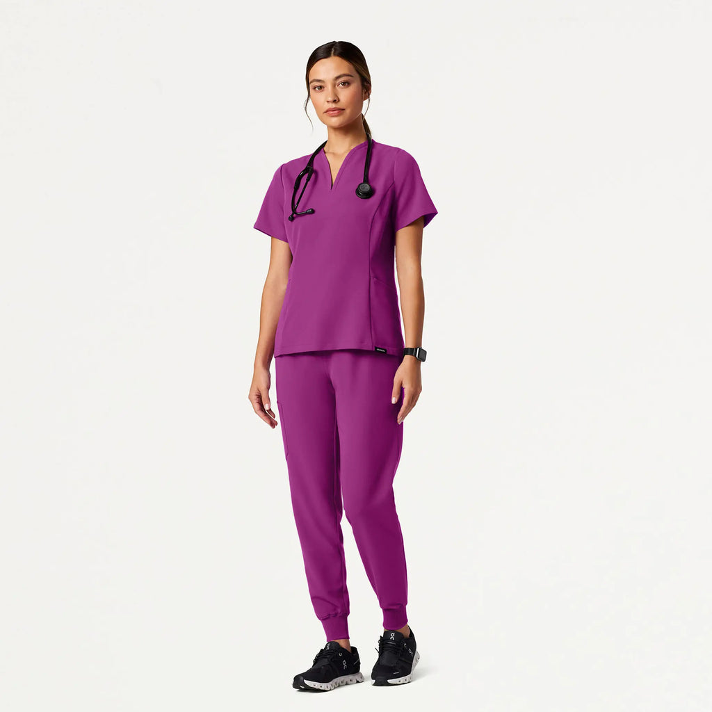 Jaanuu Scrubs Women's Silex Slim Knit-Waist Scrub Jogger Vivid Purple | scrub-supply.com