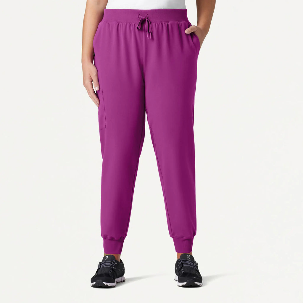 Jaanuu Scrubs Women's Silex Slim Knit-Waist Scrub Jogger Vivid Purple | scrub-supply.com