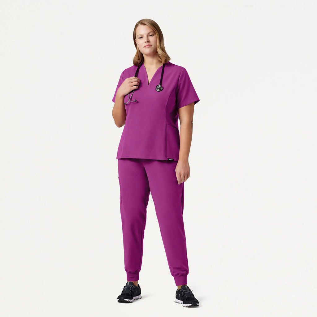 Jaanuu Scrubs Women's Silex Slim Knit-Waist Scrub Jogger Vivid Purple | scrub-supply.com