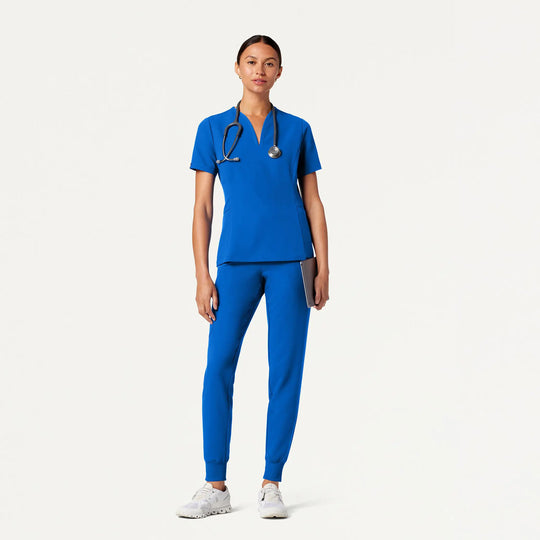 Jaanuu Scrubs Women's Silex Slim Knit-Waist Scrub Jogger Royal Blue | scrub-supply.com