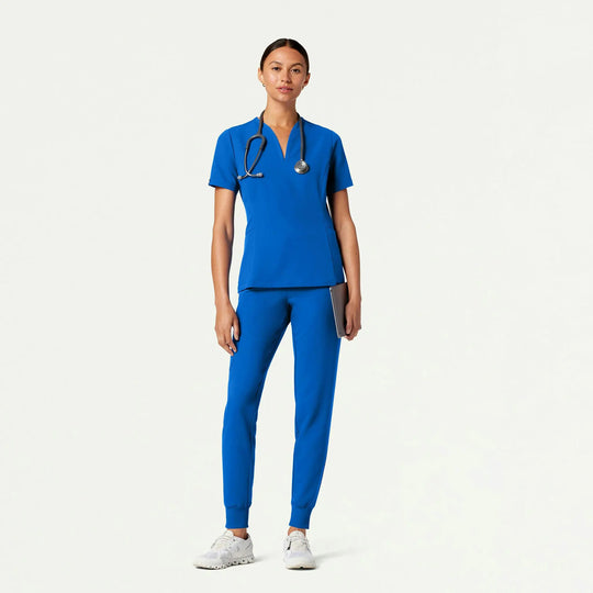 Jaanuu Scrubs Women's Silex Slim Knit-Waist Scrub Jogger Royal Blue | scrub-supply.com