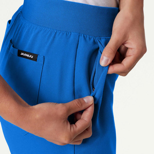 Jaanuu Scrubs Women's Silex Slim Knit-Waist Scrub Jogger Royal Blue | scrub-supply.com