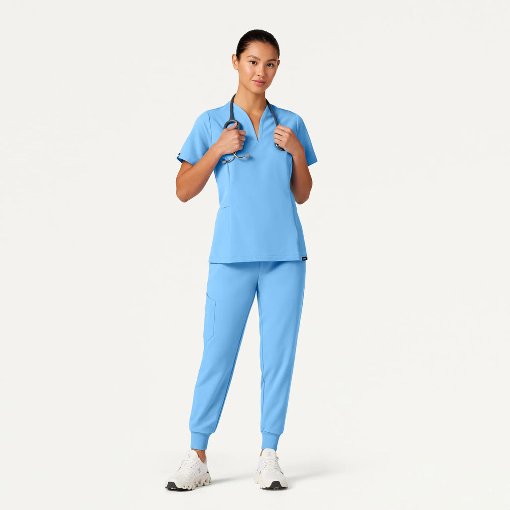 Jaanuu Scrubs Women's Silex Slim Knit-Waist Scrub Jogger Sky Blue | scrub-supply.com