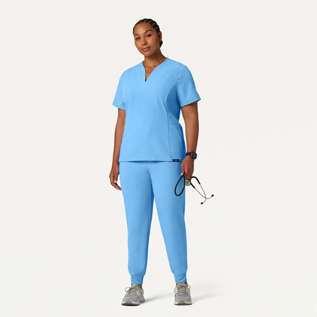 Jaanuu Scrubs Women's Silex Slim Knit-Waist Scrub Jogger Sky Blue | scrub-supply.com