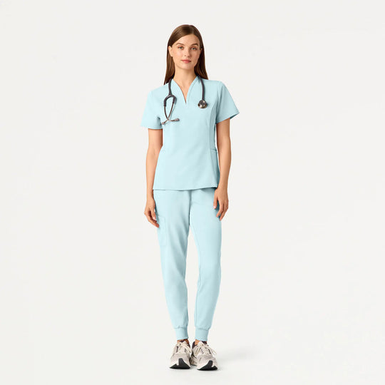 Jaanuu Scrubs Women's Silex Slim Knit-Waist Scrub Jogger Sky Blue | scrub-supply.com