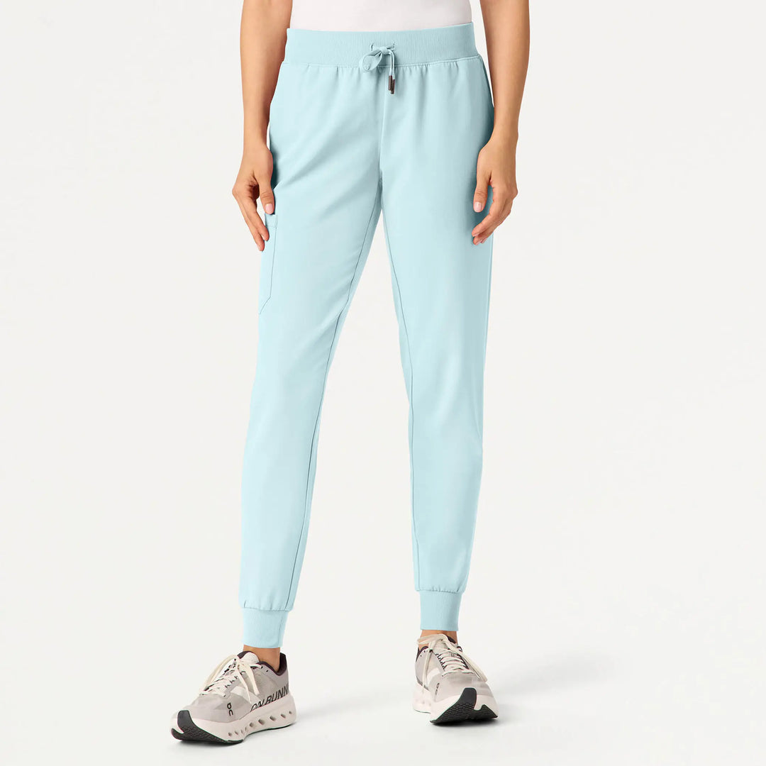 Jaanuu Scrubs Women's Silex Slim Knit-Waist Scrub Jogger Sky Blue | scrub-supply.com