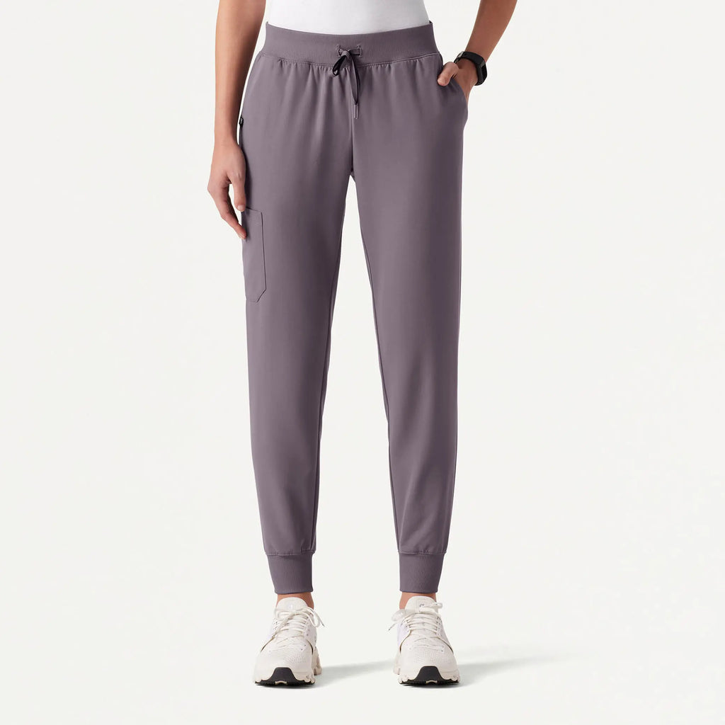 Jaanuu Scrubs Women's Silex Slim Knit-Waist Scrub Jogger Titanium | scrub-supply.com