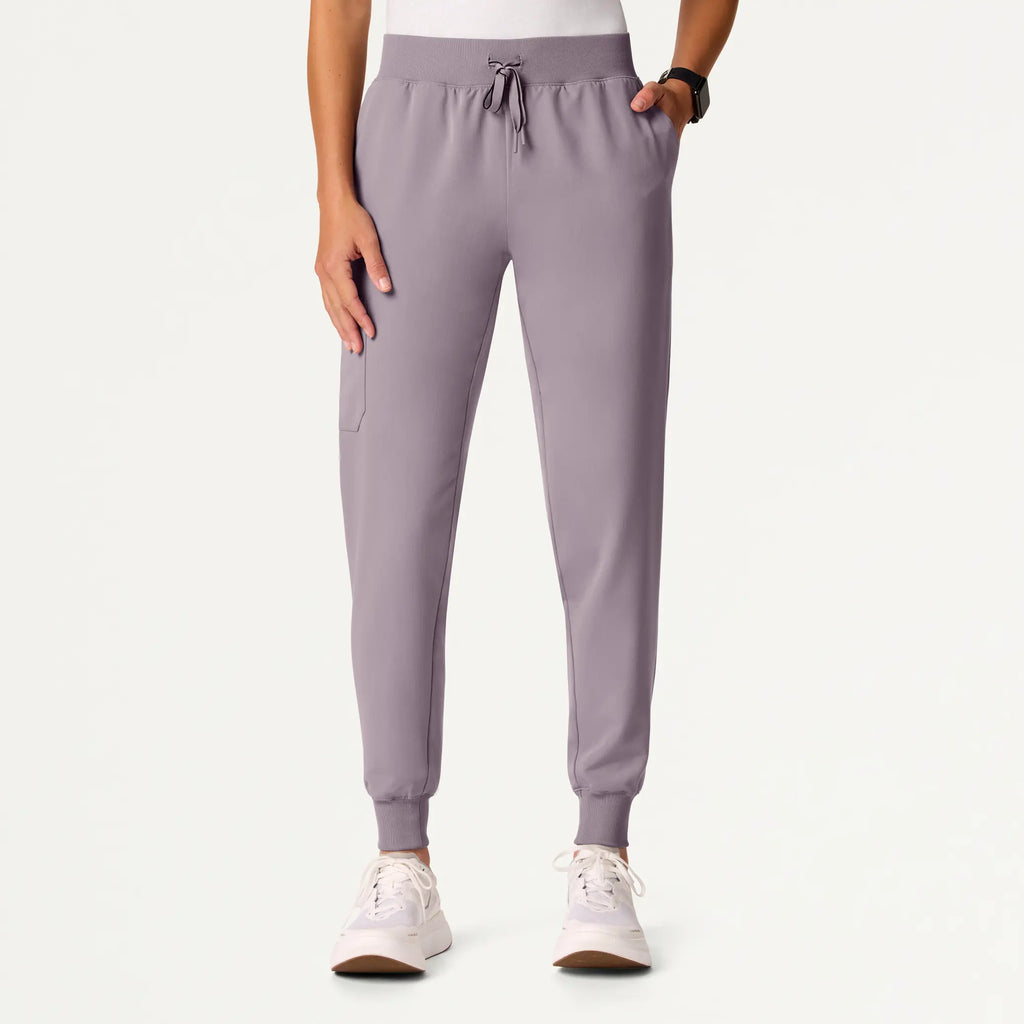 Jaanuu Scrubs Women's Silex Slim Knit-Waist Scrub Jogger Chrome | scrub-supply.com