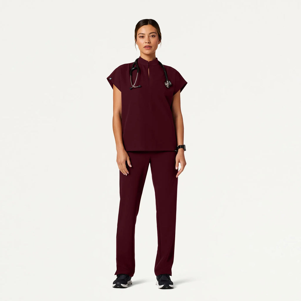 Jaanuu Scrubs Women's Kerr 365 High Waisted Scrub Pant Burgundy | scrub-supply.com