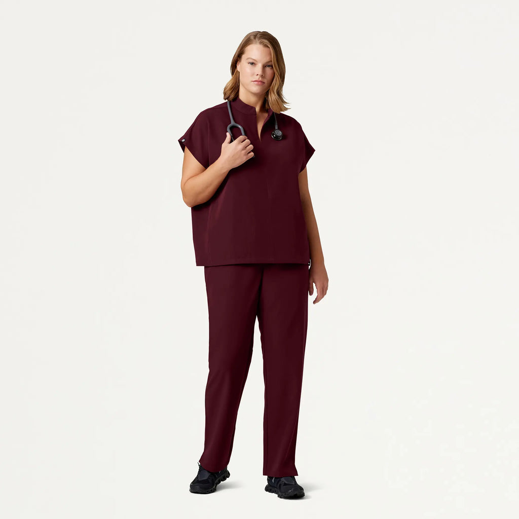 Jaanuu Scrubs Women's Kerr 365 High Waisted Scrub Pant Burgundy | scrub-supply.com