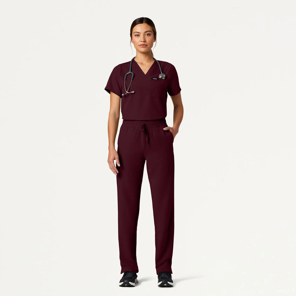 Jaanuu Scrubs Women's Kerr 365 High Waisted Scrub Pant Burgundy | scrub-supply.com