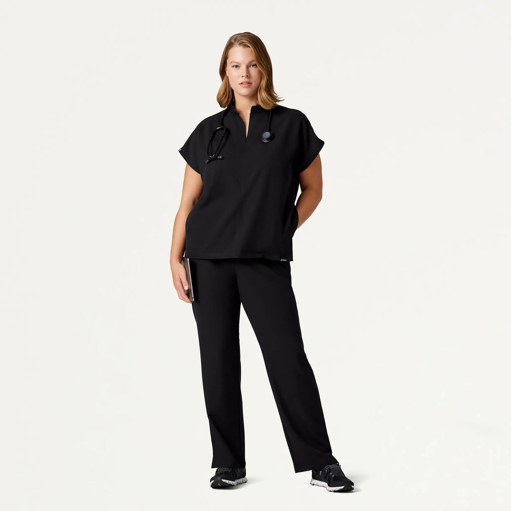 Jaanuu Scrubs Women's Kerr 365 High Waisted Scrub Pant Black | scrub-supply.com