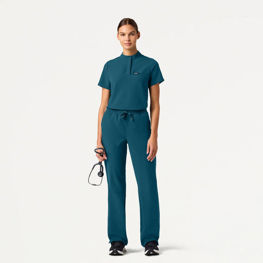 Jaanuu Scrubs Women's Kerr High Waisted Scrub Pant Caribbean Blue | scrub-supply.com