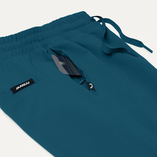 Jaanuu Scrubs Women's Kerr High Waisted Scrub Pant Caribbean Blue | scrub-supply.com