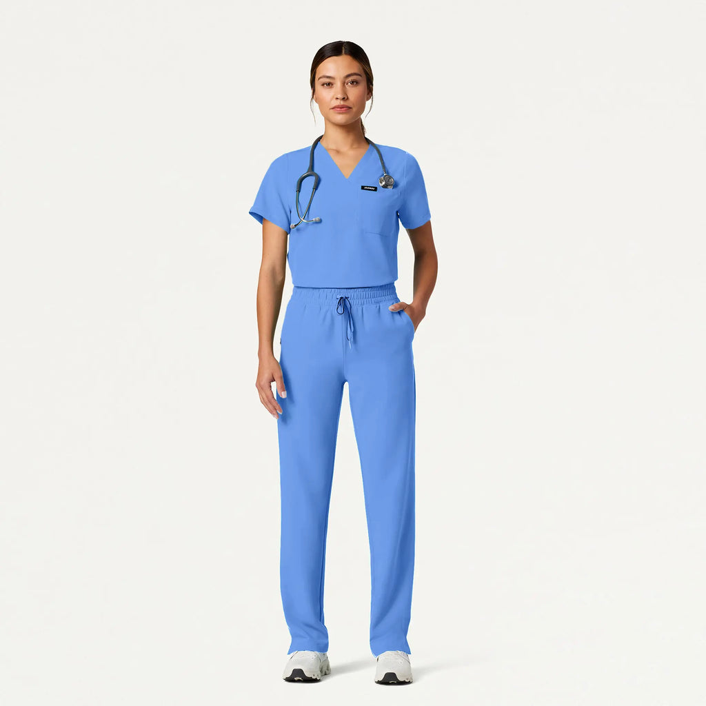 Jaanuu Scrubs Women's Kerr 365 High Waisted Scrub Pant Ceil Blue | scrub-supply.com