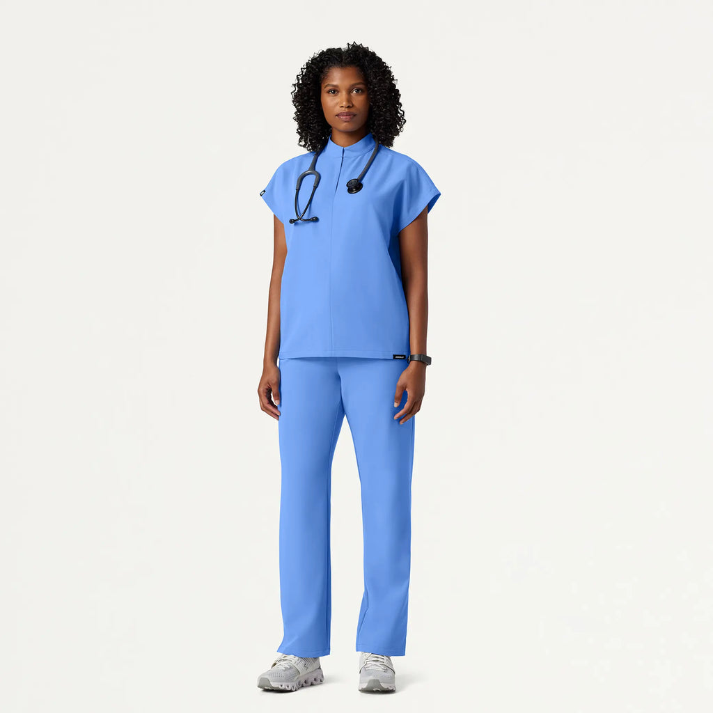 Jaanuu Scrubs Women's Kerr 365 High Waisted Scrub Pant Ceil Blue | scrub-supply.com