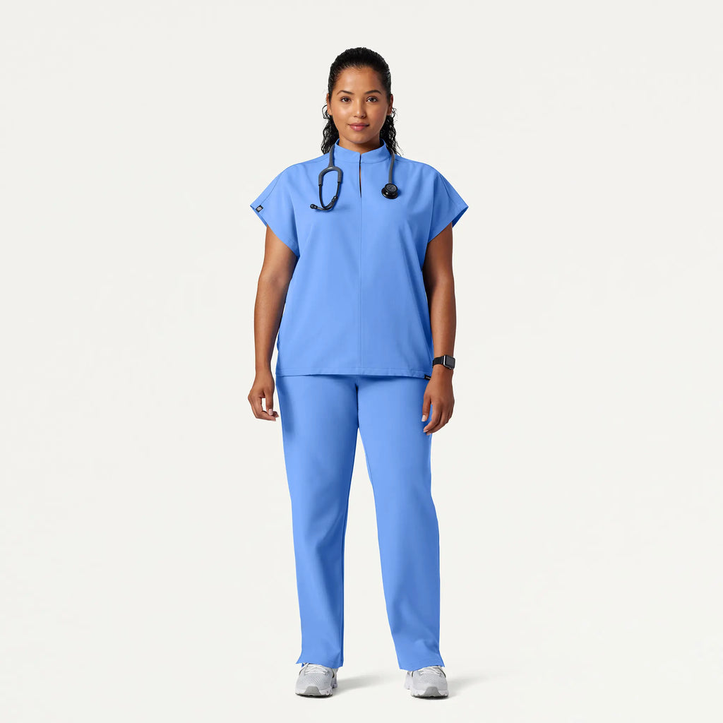 Jaanuu Scrubs Women's Kerr 365 High Waisted Scrub Pant Ceil Blue | scrub-supply.com