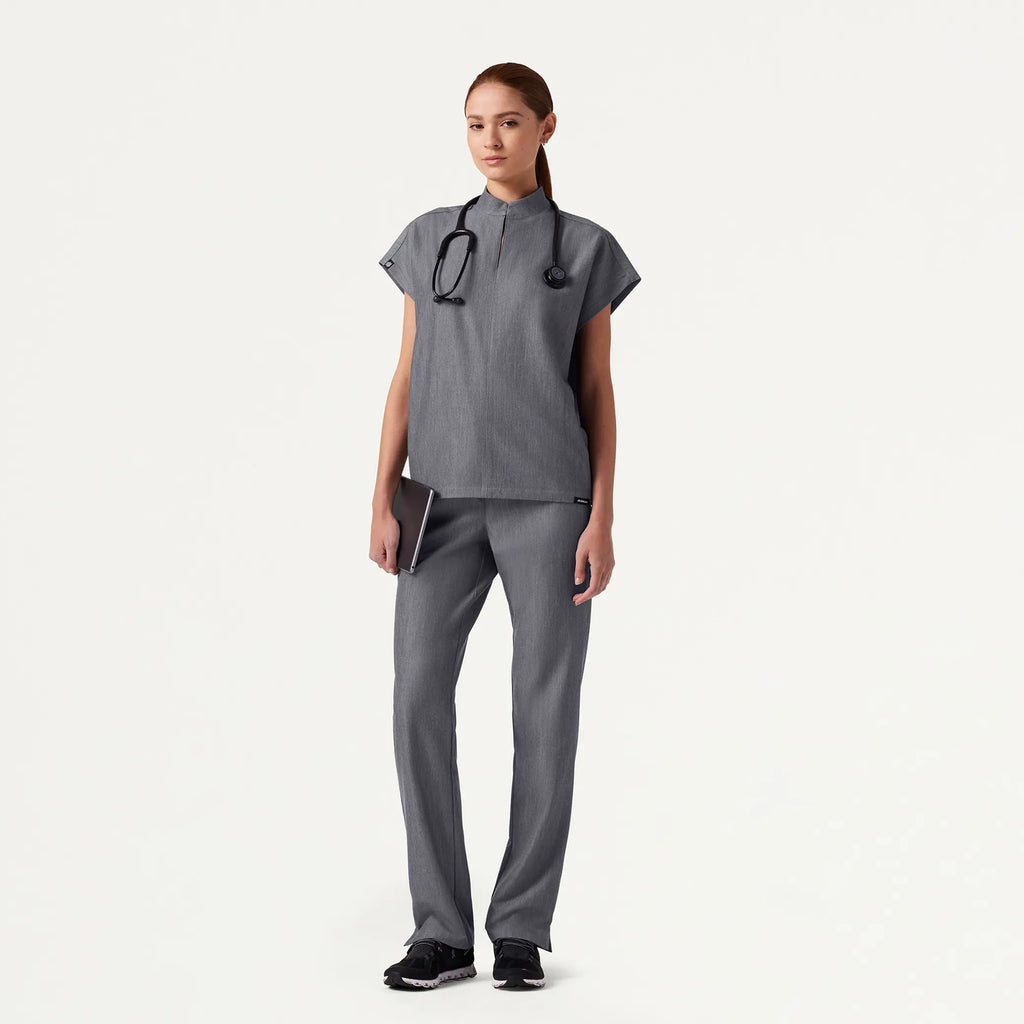 Jaanuu Scrubs Women's Kerr 365 High Waisted Scrub Pant Heather Gray | scrub-supply.com