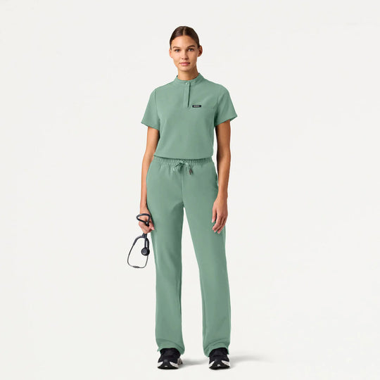 Jaanuu Scrubs Women's Kerr 365 High Waisted Scrub Pant Sage | scrub-supply.com