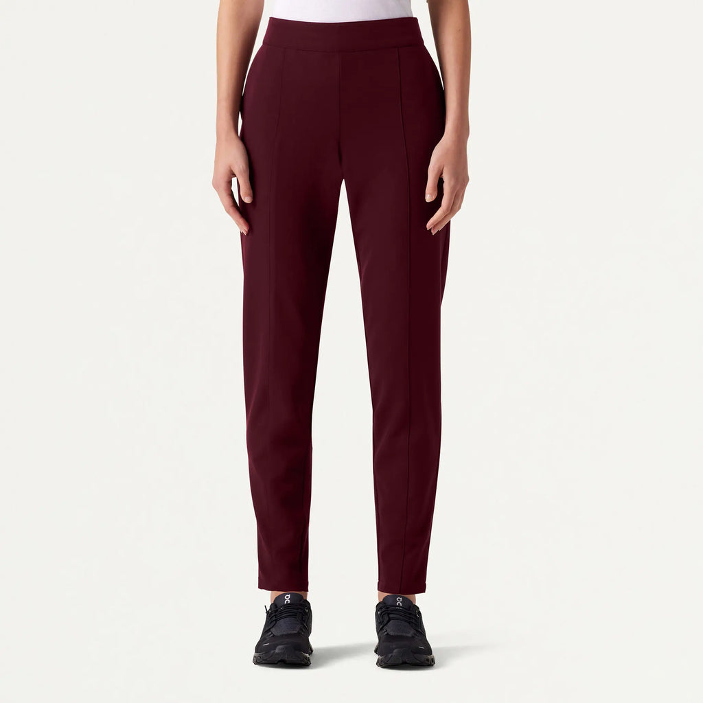 Jaanuu Scrubs Women's Lio Tapered 5-Pocket Scrub Pant Burgundy | scrub-supply.com