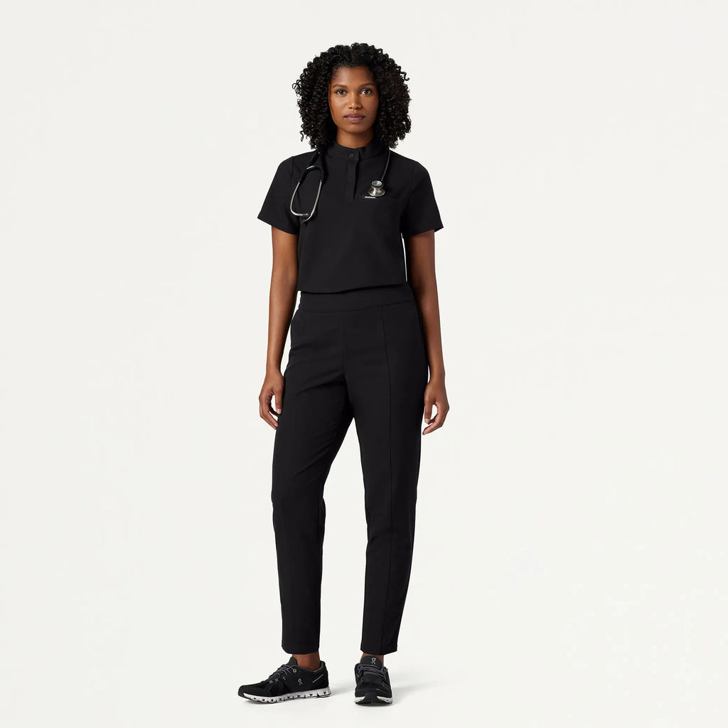 Jaanuu Scrubs Women's Lio Tapered 5-Pocket Scrub Pant Black | scrub-supply.com