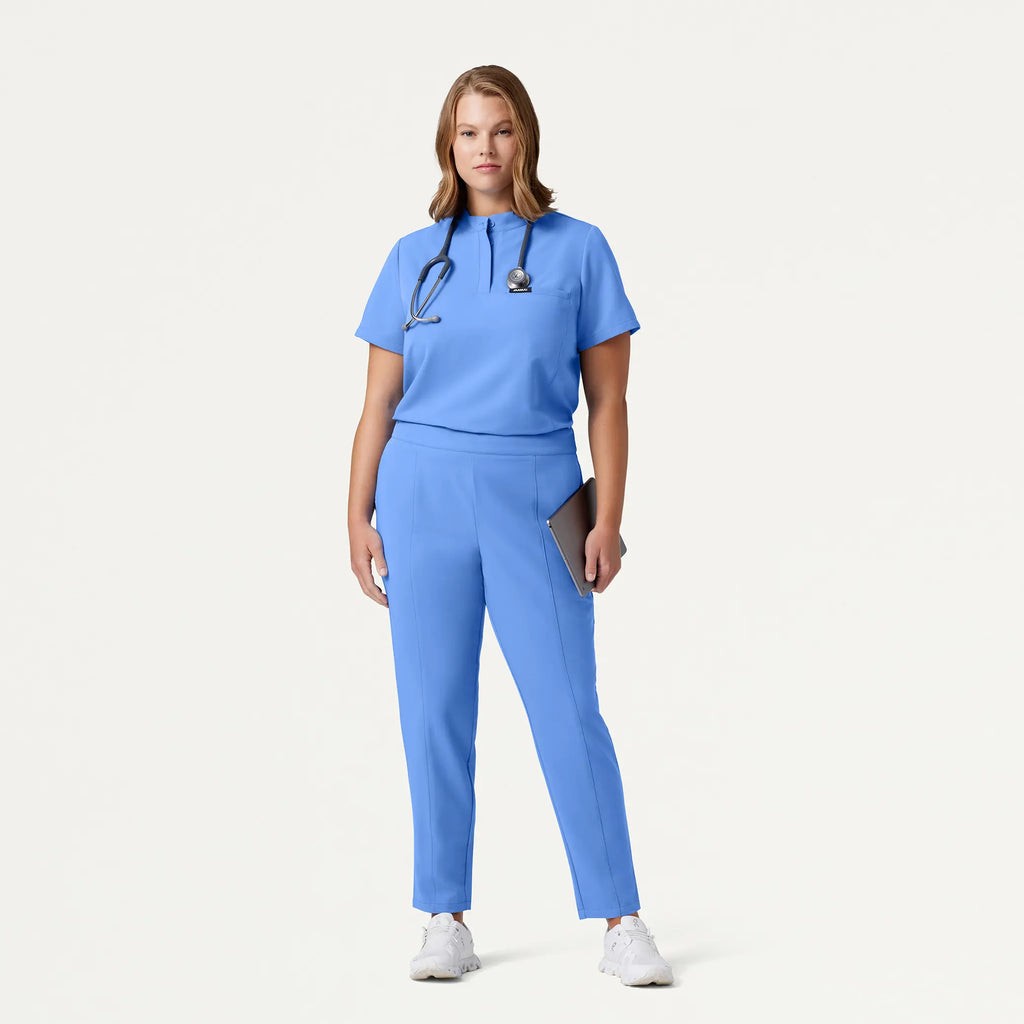 Jaanuu Scrubs Women's Lio Tapered 5-Pocket Scrub Pant Ceil Blue | scrub-supply.com