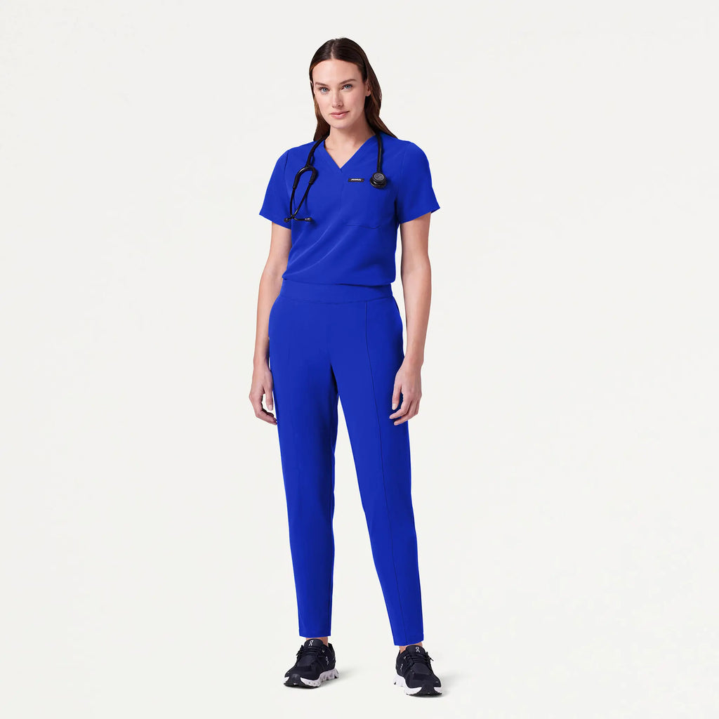 Jaanuu Scrubs Women's Lio Tapered 5-Pocket Scrub Pant Electric Blue | scrub-supply.com