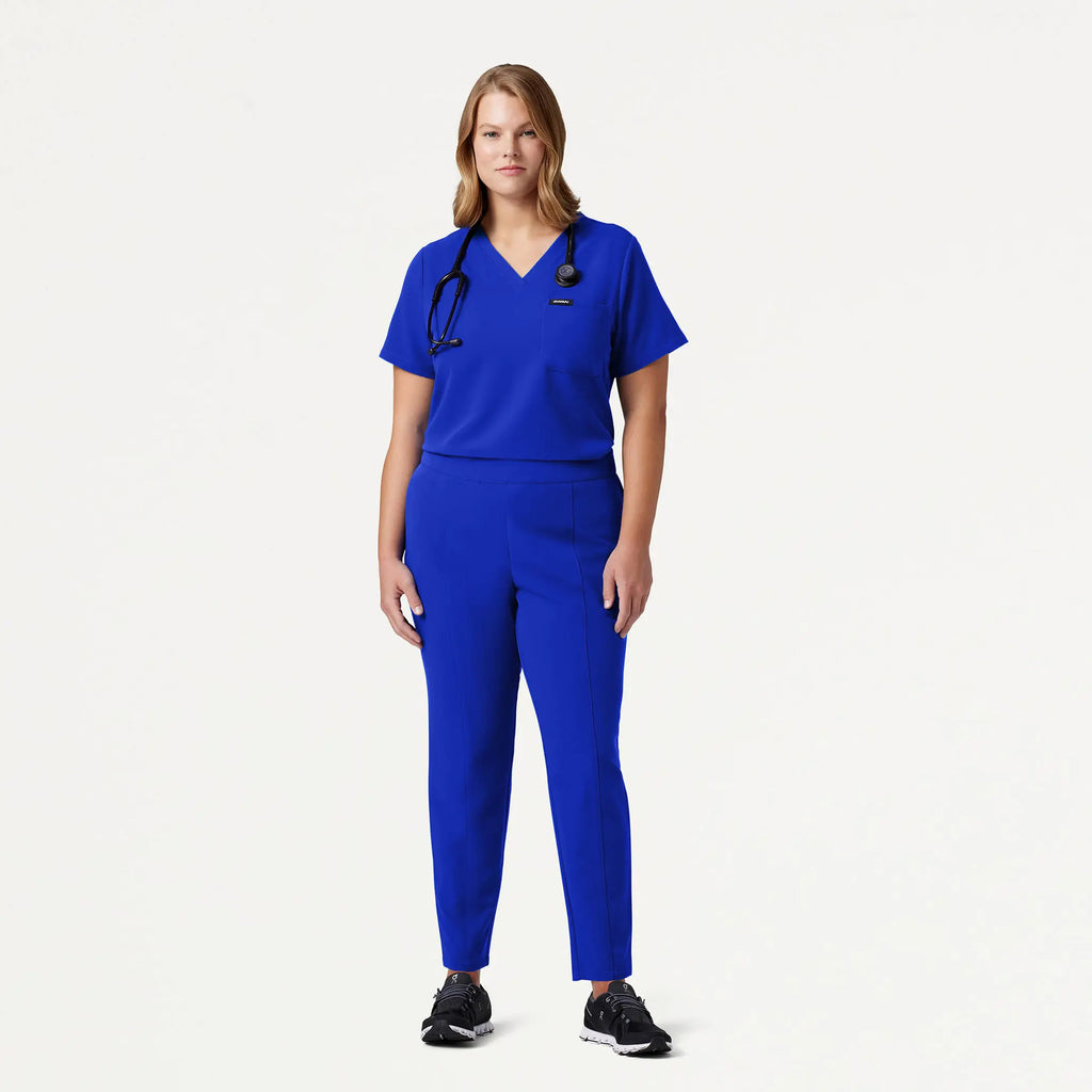 Jaanuu Scrubs Women's Lio Tapered 5-Pocket Scrub Pant Electric Blue | scrub-supply.com