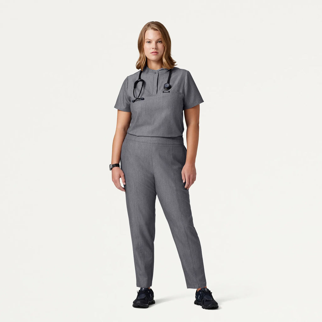 Jaanuu Scrubs Women's Lio Tapered 5-Pocket Scrub Pant Heather Gray | scrub-supply.com