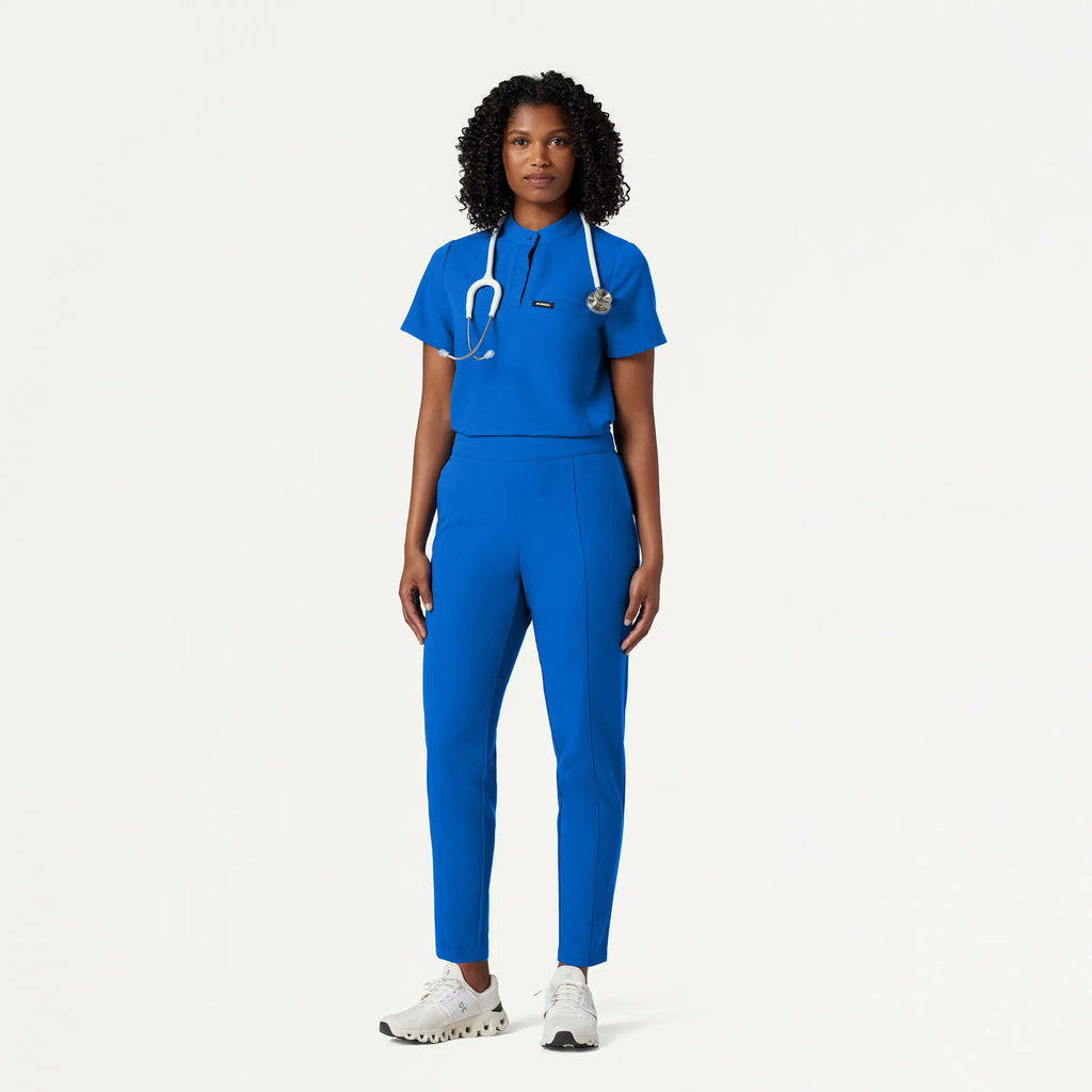 Jaanuu Scrubs Women's Lio Tapered 5-Pocket Scrub Pant Royal Blue | scrub-supply.com