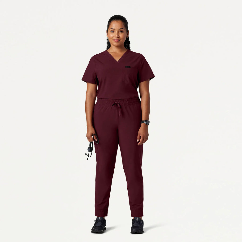 Jaanuu Scrubs Women's Fiora Slim ULTRAlite Scrub Jogger Burgundy | scrub-supply.com