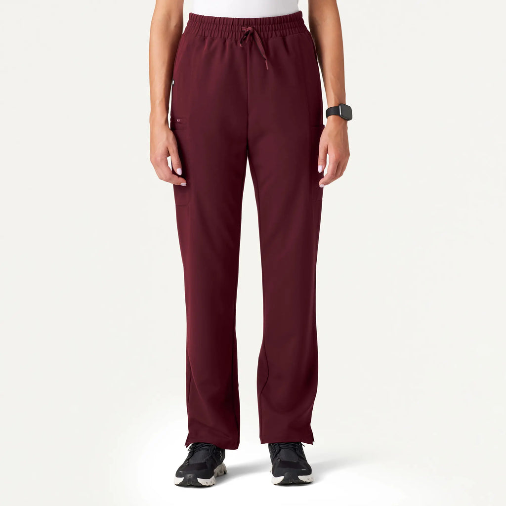 Jaanuu Scrubs Women's Payla 8-Pocket High Waisted Scrub Pant Burgundy | scrub-supply.com