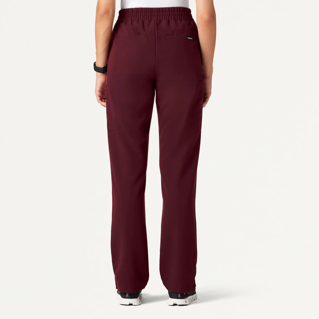 Jaanuu Scrubs Women's Payla 8-Pocket High Waisted Scrub Pant Burgundy | scrub-supply.com