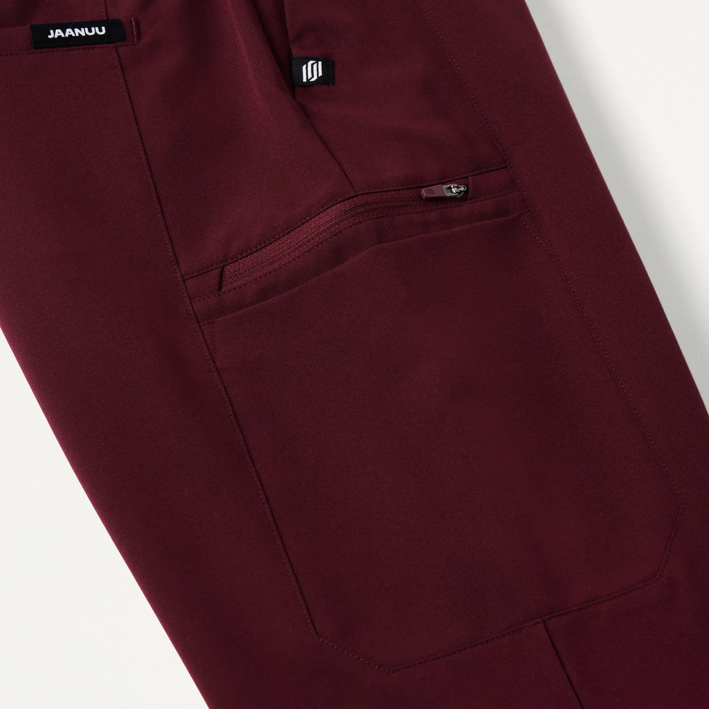 Jaanuu Scrubs Women's Payla 8-Pocket High Waisted Scrub Pant Burgundy | scrub-supply.com