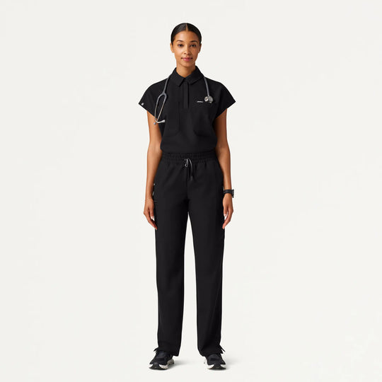 Jaanuu Scrubs Women's Payla 8-Pocket High Waisted Scrub Pant Black | scrub-supply.com