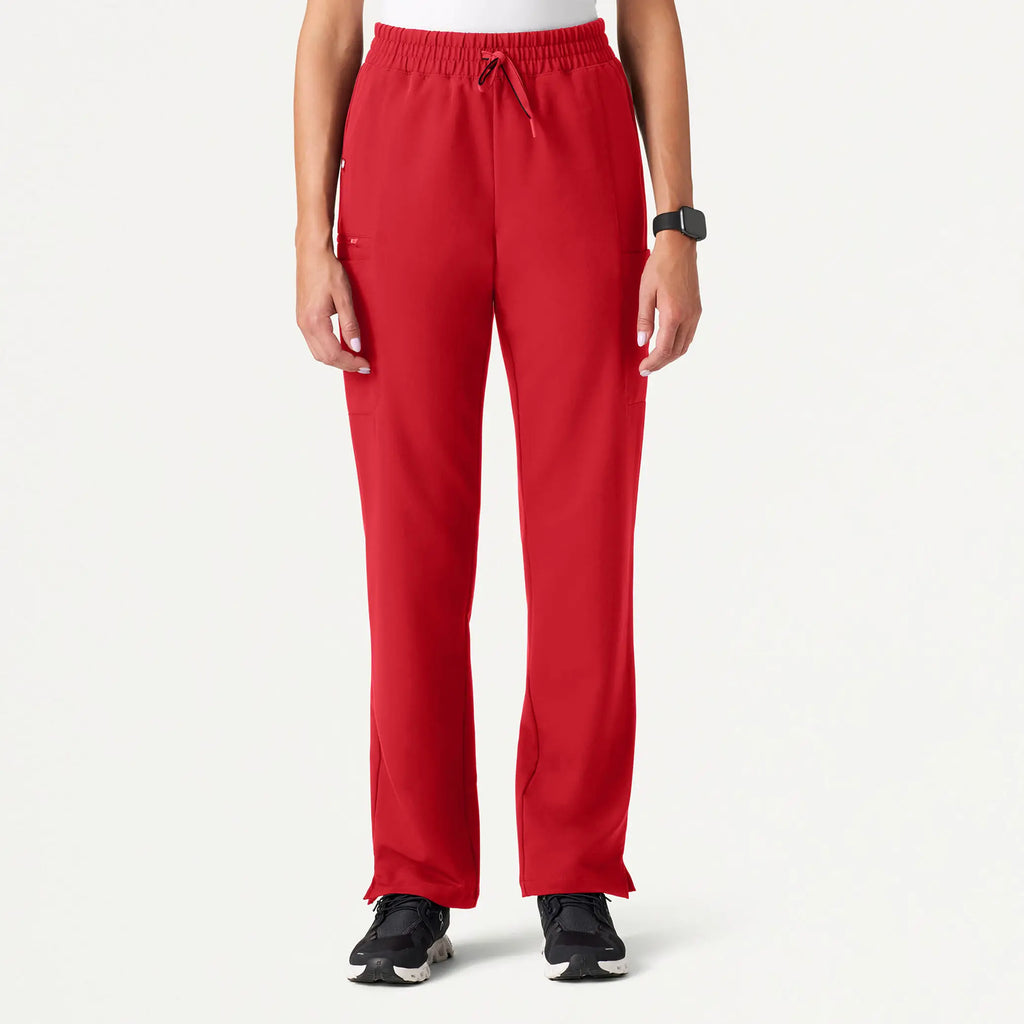 Jaanuu Scrubs Women's Payla 8-Pocket High Waisted Scrub Pant Brilliant Red | scrub-supply.com