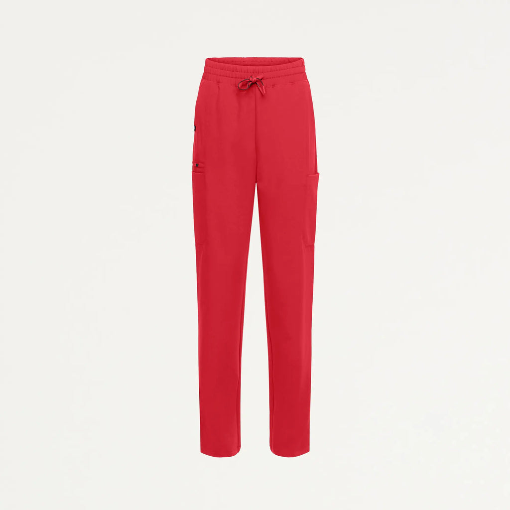 Jaanuu Scrubs Women's Payla 8-Pocket High Waisted Scrub Pant Brilliant Red | scrub-supply.com