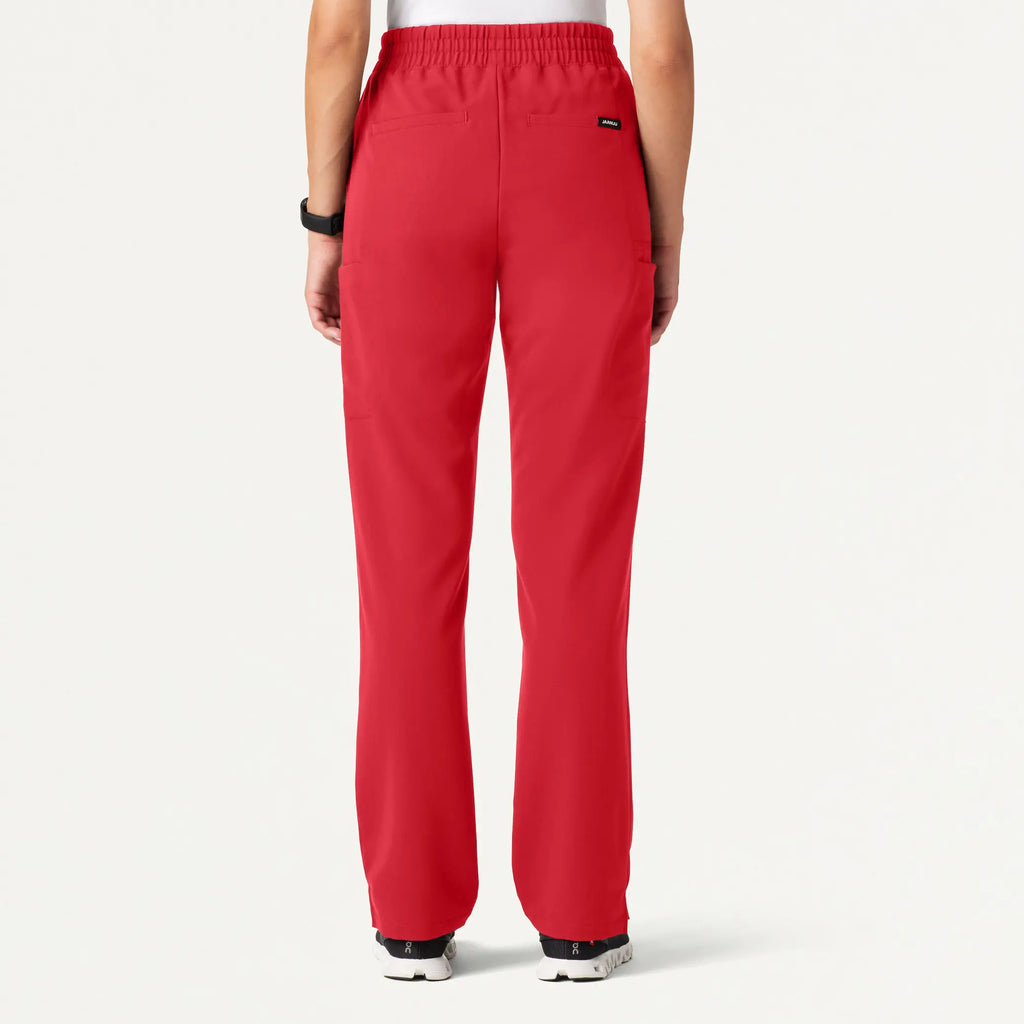 Jaanuu Scrubs Women's Payla 8-Pocket High Waisted Scrub Pant Brilliant Red | scrub-supply.com