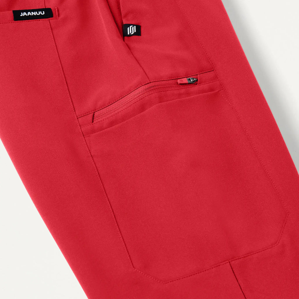 Jaanuu Scrubs Women's Payla 8-Pocket High Waisted Scrub Pant Brilliant Red | scrub-supply.com