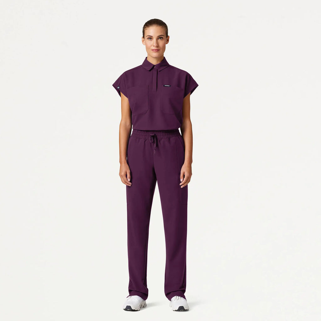 Jaanuu Scrubs Women's Payla 8-Pocket High Waisted Scrub Pant Dark Amethyst | scrub-supply.com